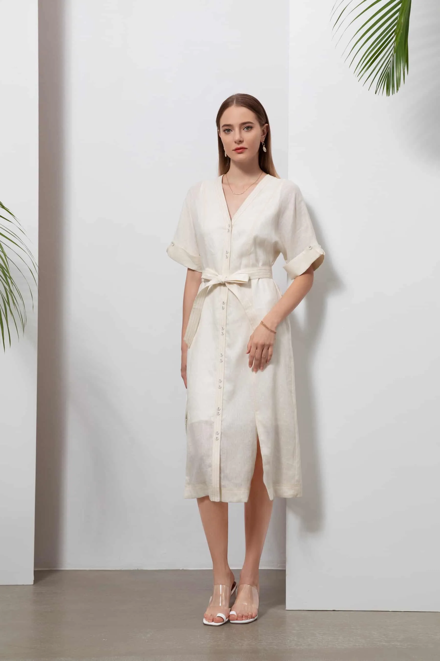 GDS Marceline Linen Dress | Lily White