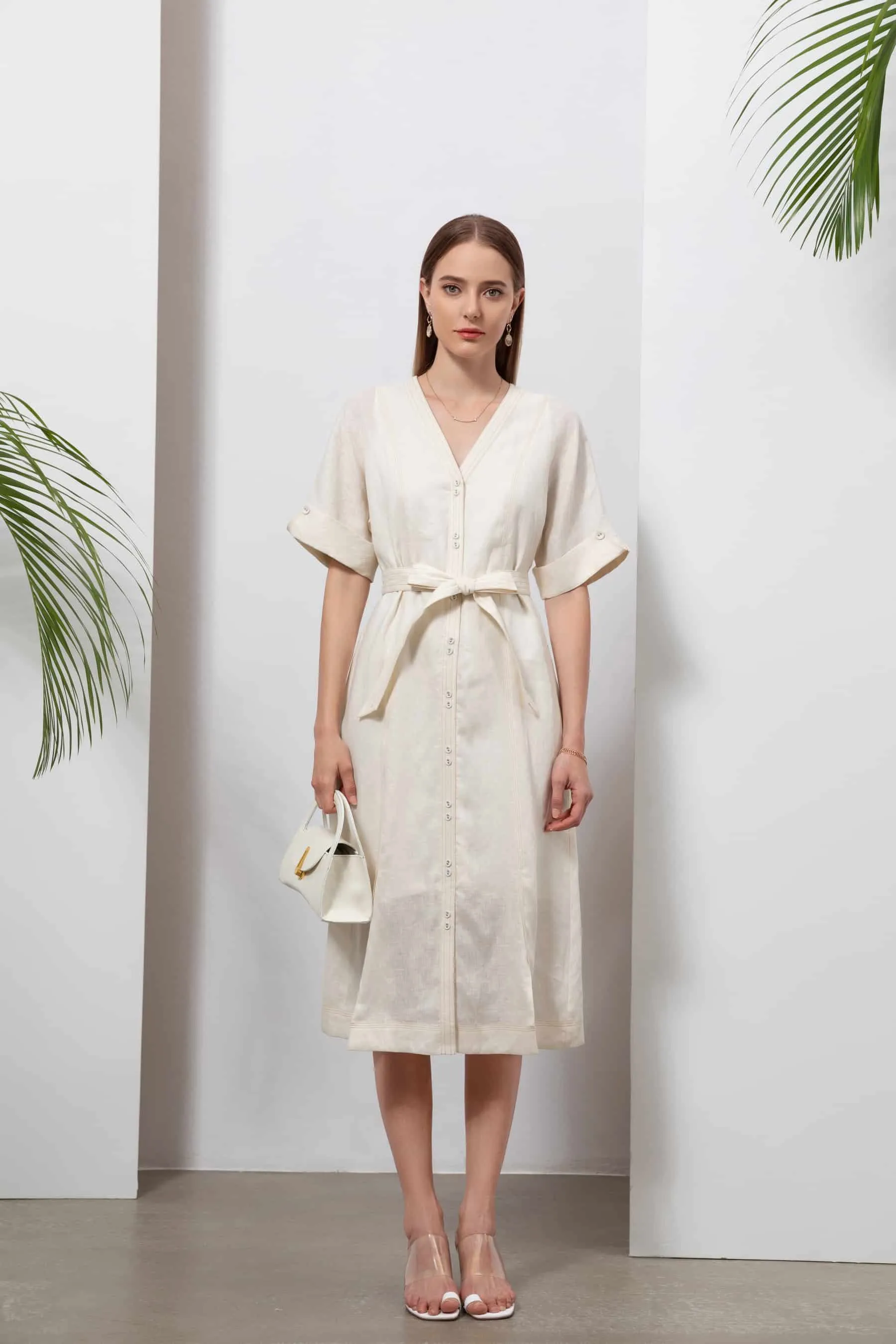 GDS Marceline Linen Dress | Lily White