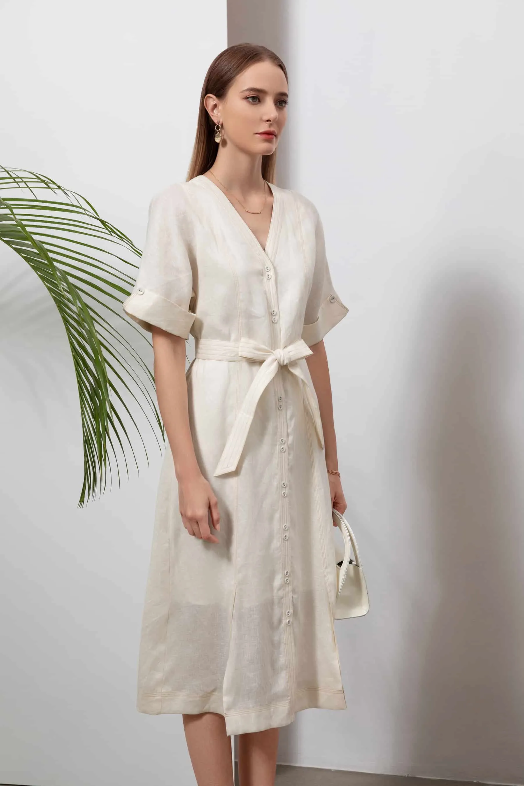 GDS Marceline Linen Dress | Lily White