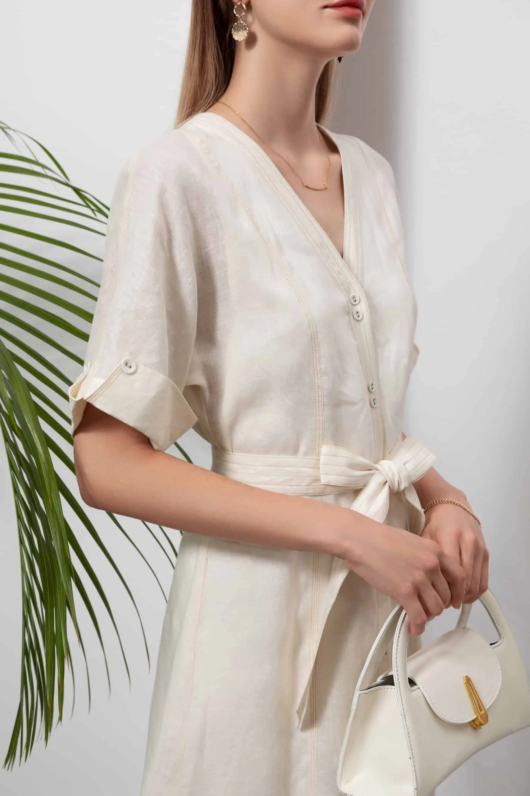 GDS Marceline Linen Dress | Lily White