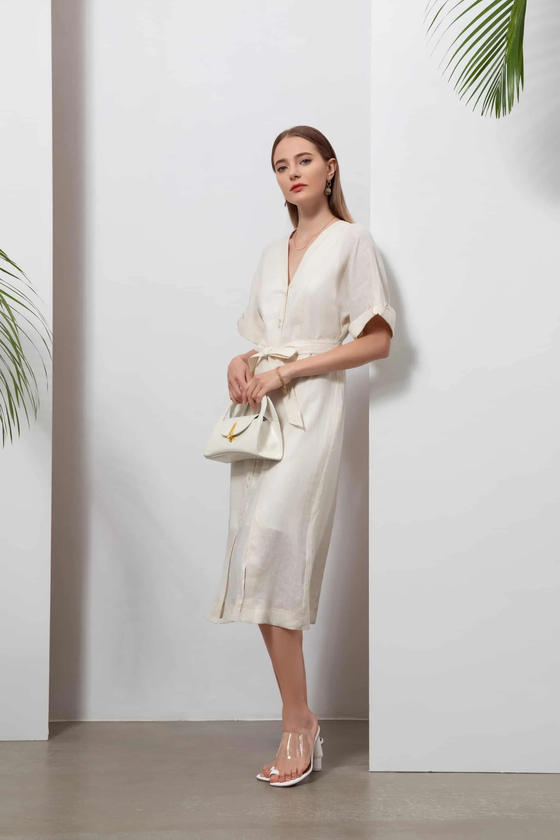 GDS Marceline Linen Dress | Lily White