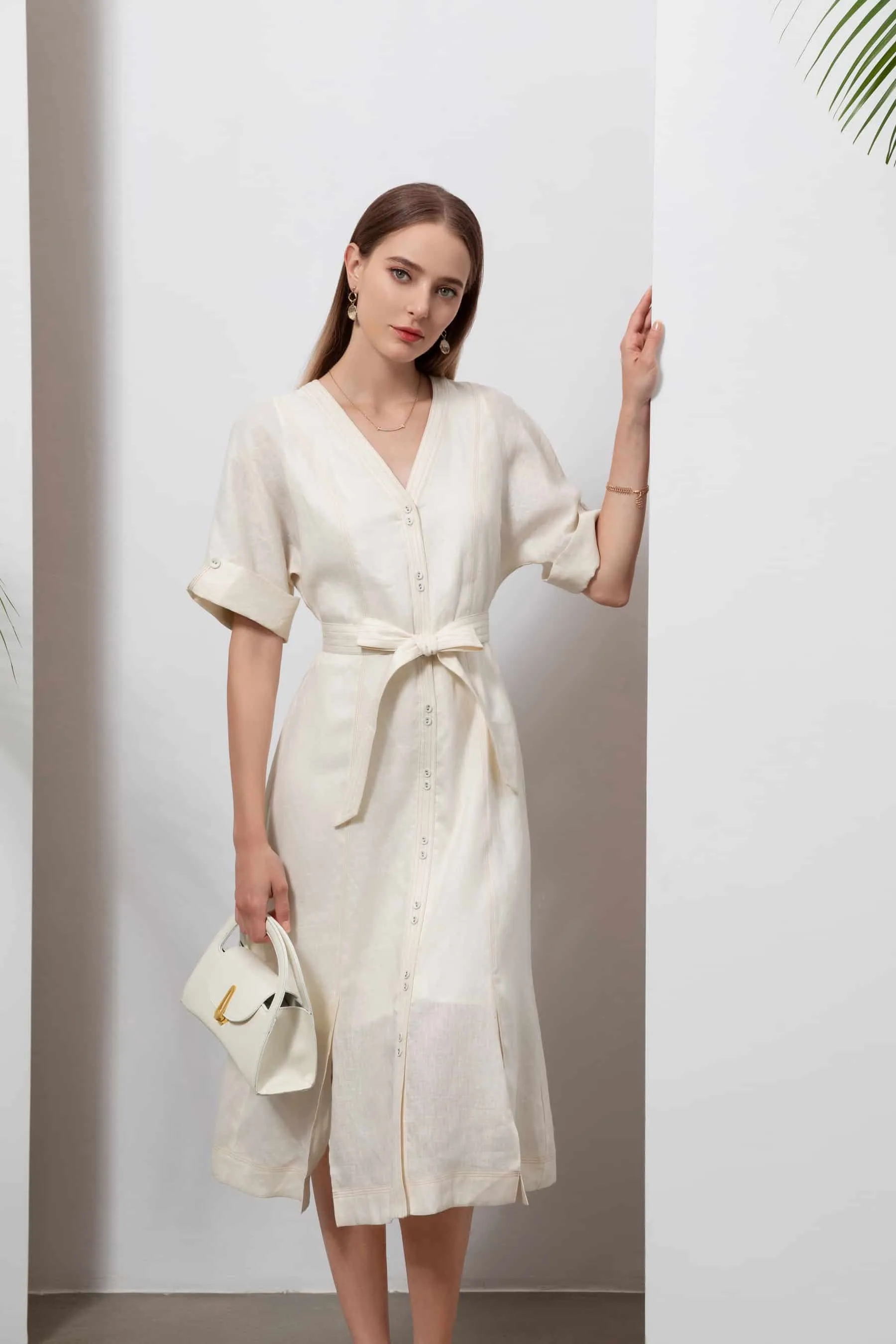 GDS Marceline Linen Dress | Lily White