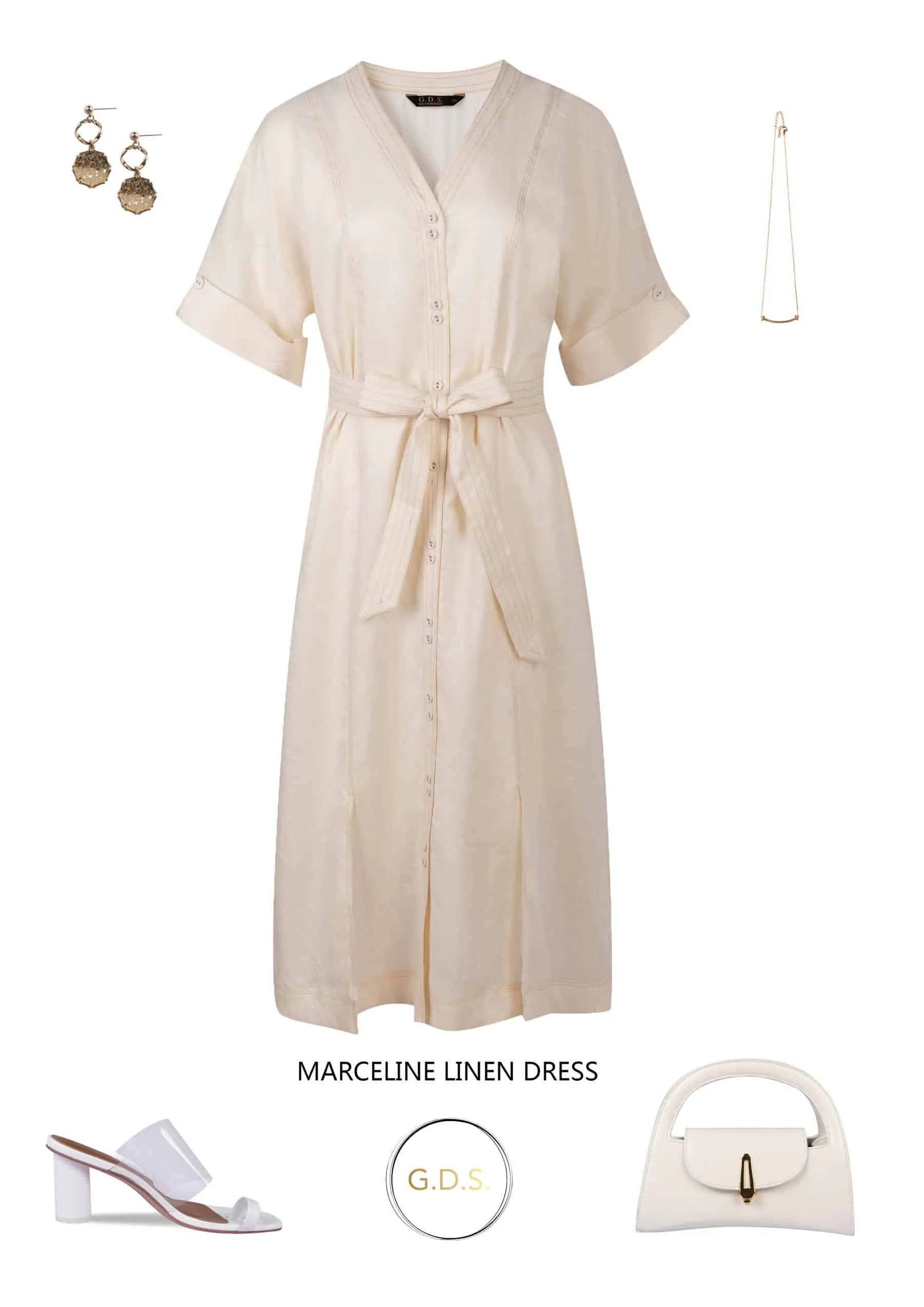 GDS Marceline Linen Dress | Lily White