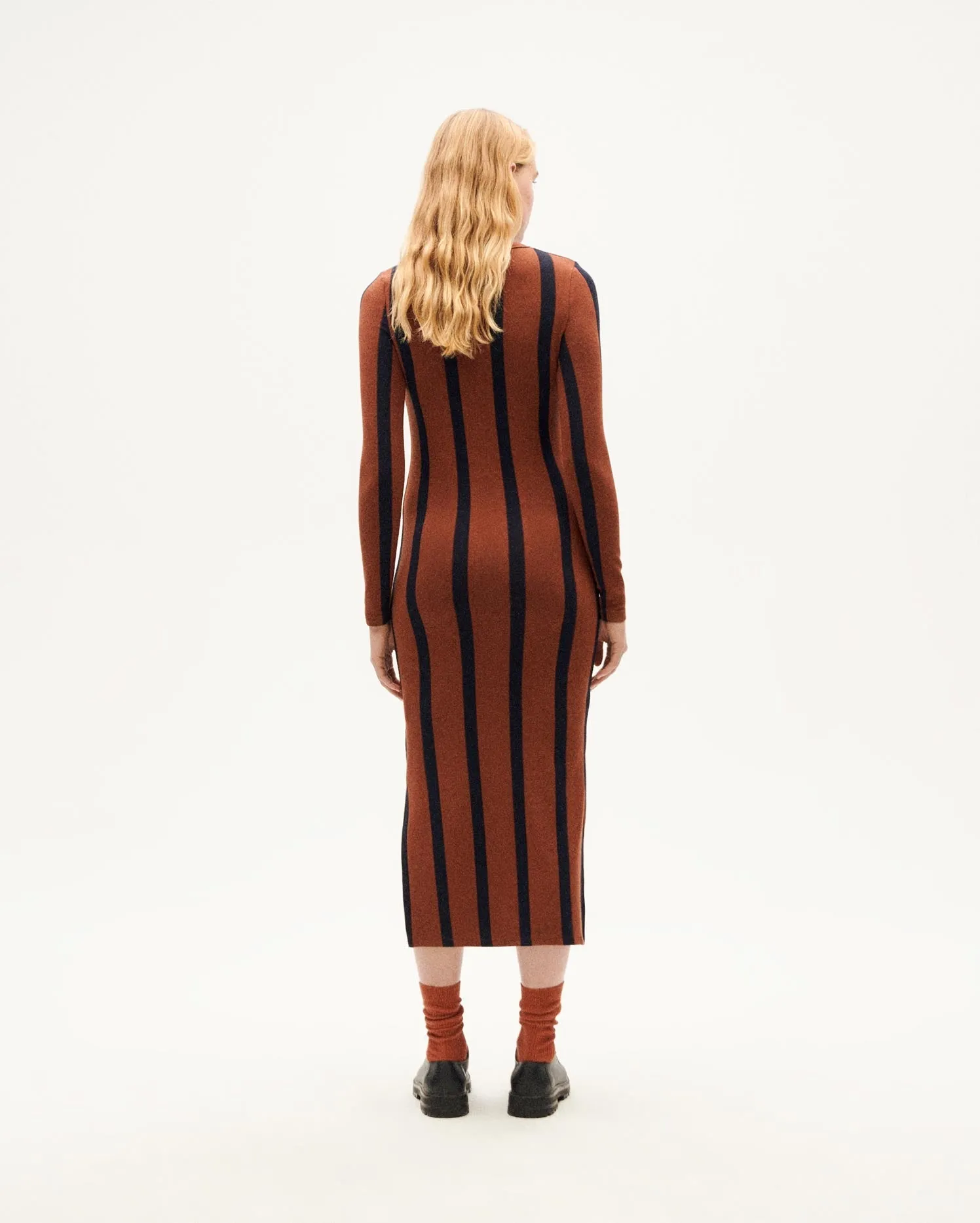 Gina Dress Navy Stripes Brown