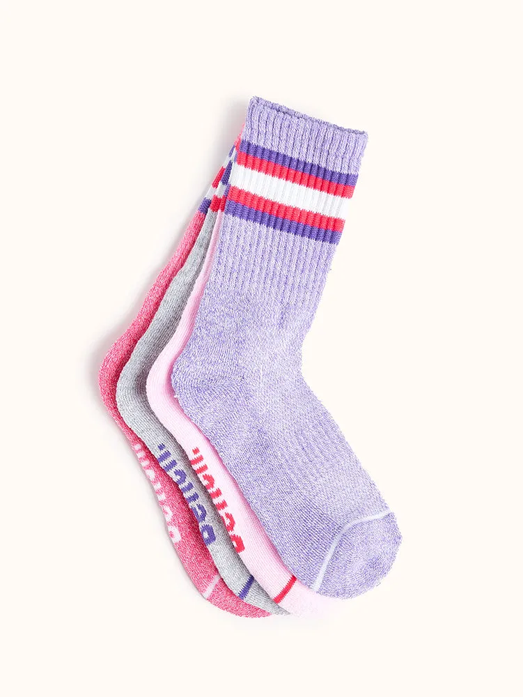 Girls' Half Cushion Crew Socks (4 Pairs)