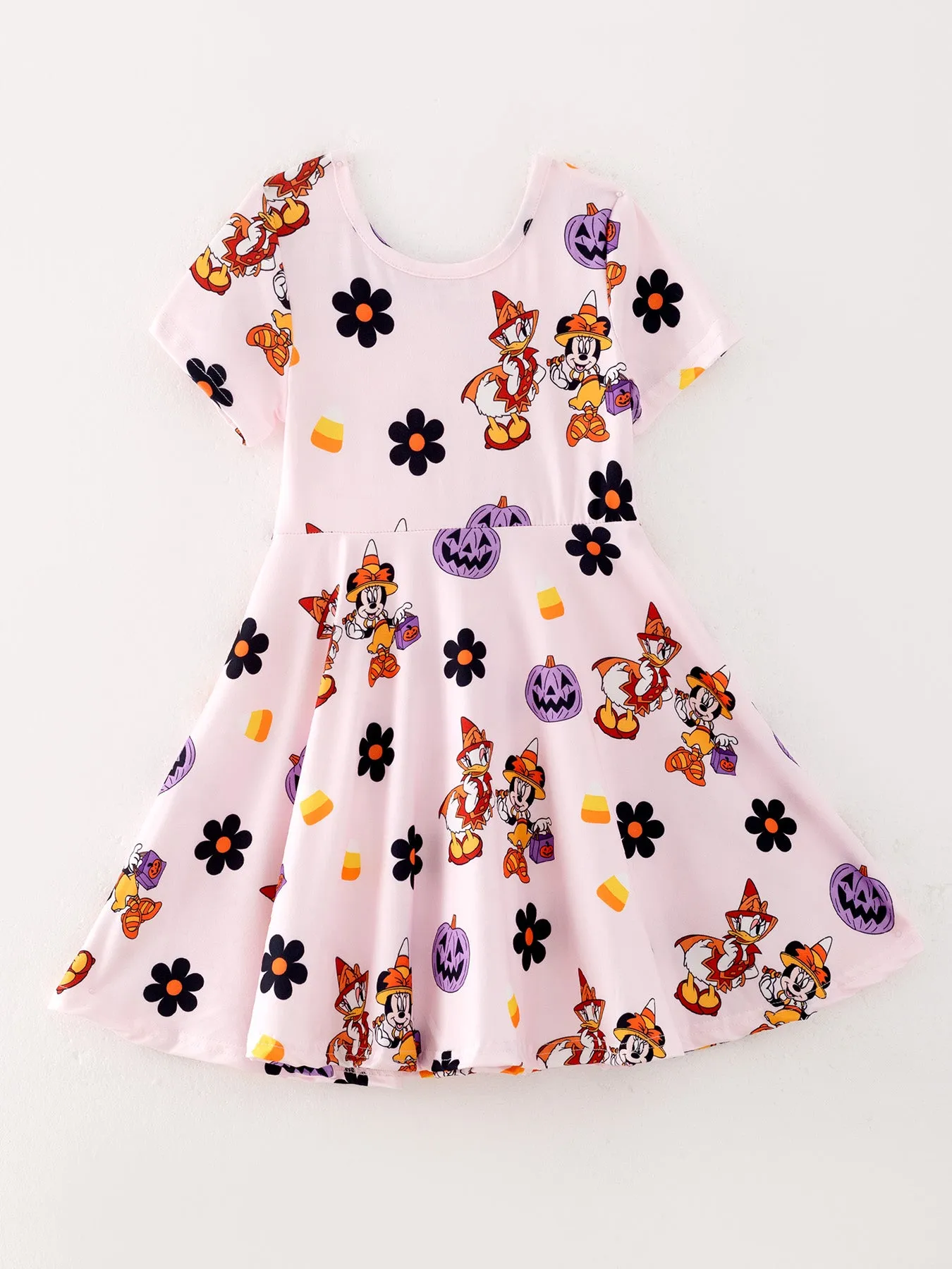 Girls Halloween Floral Pumpkin Princess Dress