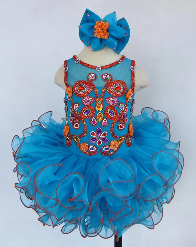 Glitz Beaded Bodice Little Miss Cupcake Pageant Dress with Hair bow