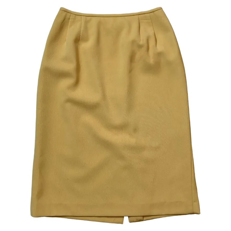 Golden Yellow Ribbed Pencil Skirt - Size 4