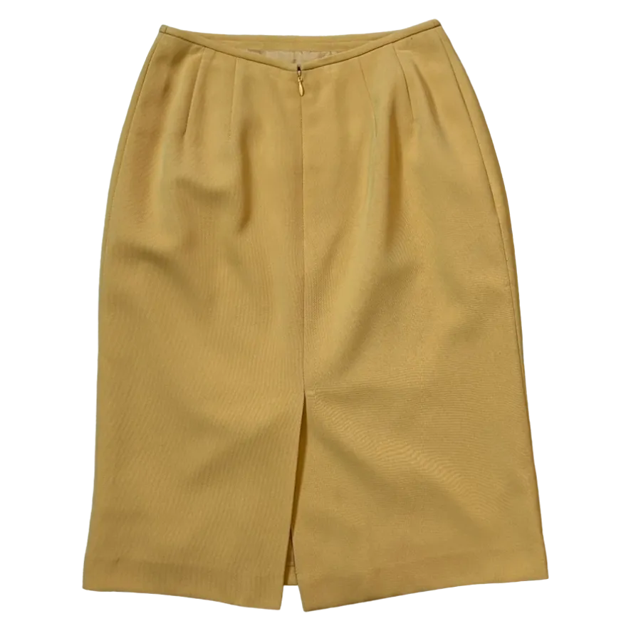 Golden Yellow Ribbed Pencil Skirt - Size 4