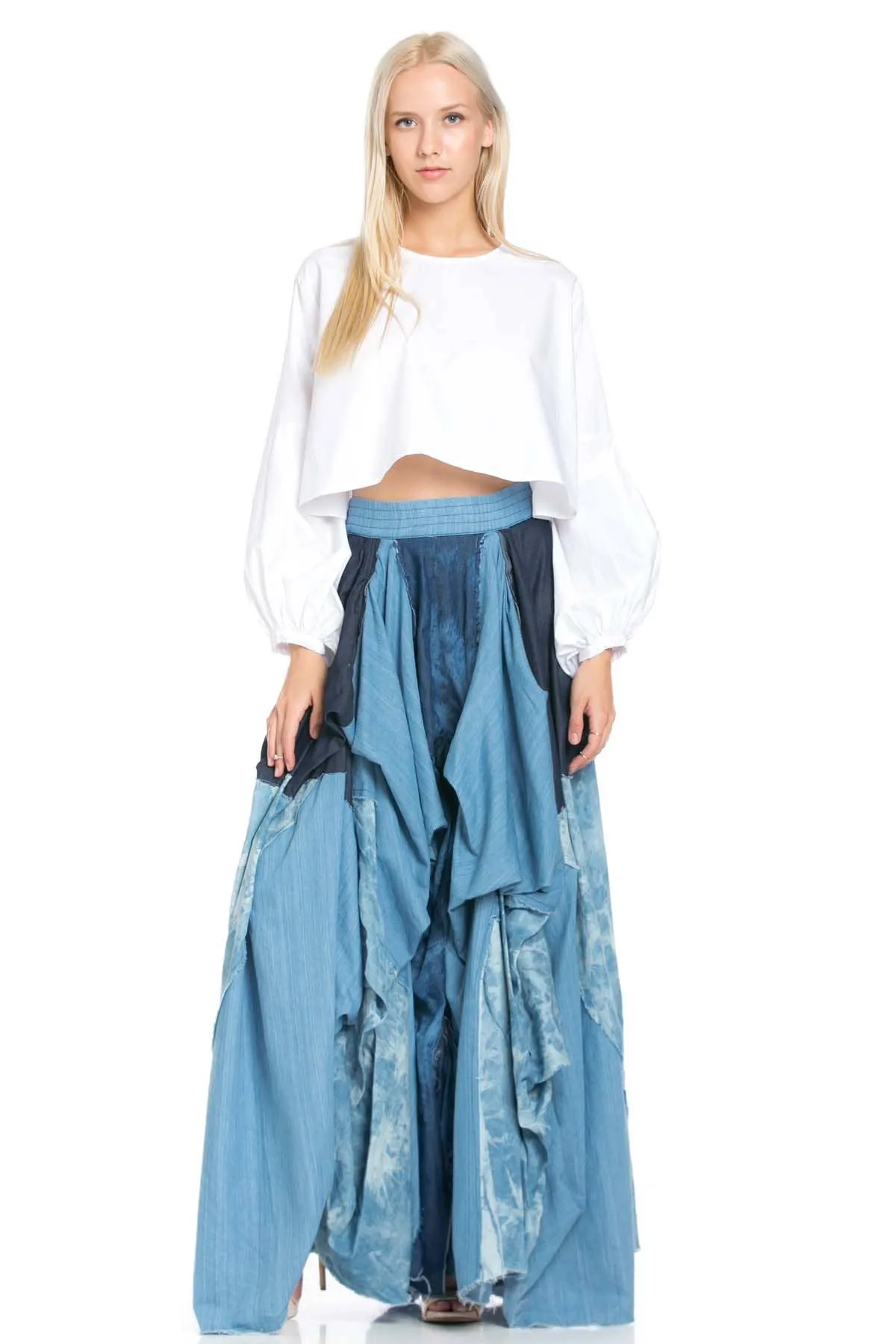 Gothic Denim Maxi Skirt