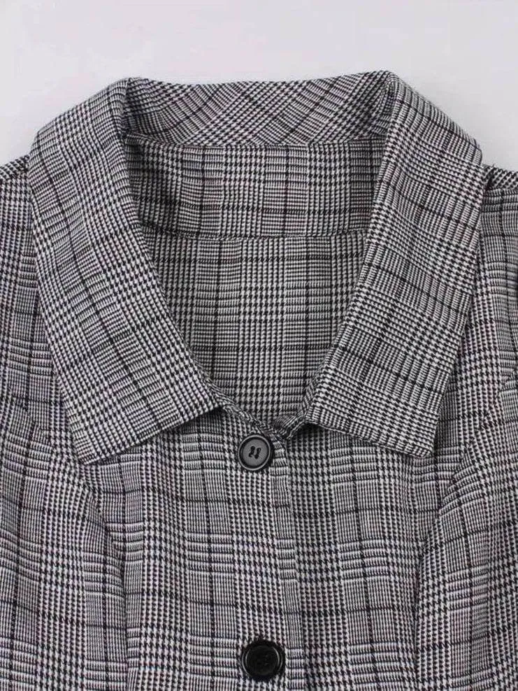 Grace Plaid Single Breasted 50s Dress [IN STOCK]