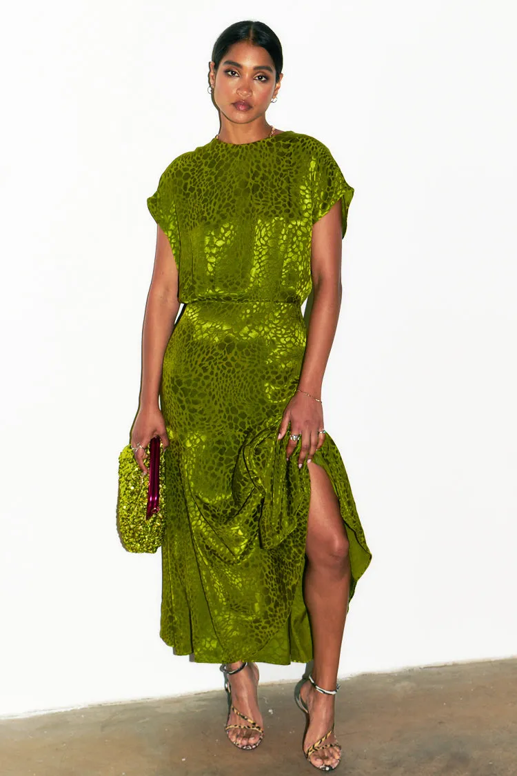 Green Jacquard Midi Erin Dress Petite