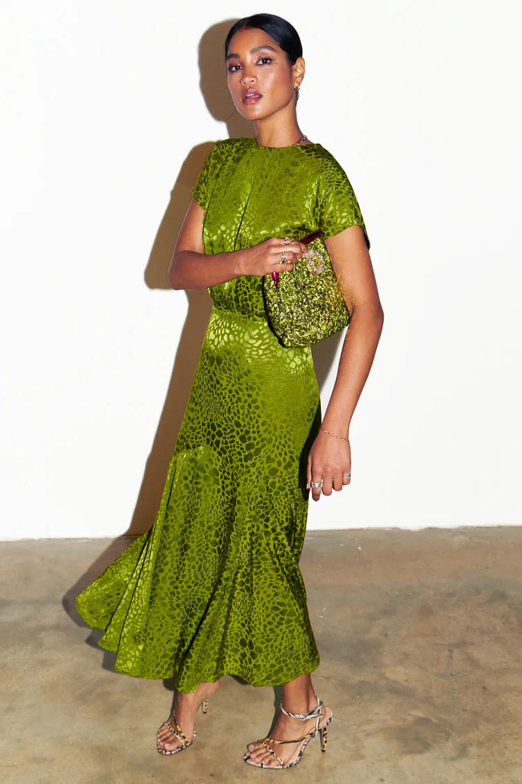 Green Jacquard Midi Erin Dress Petite