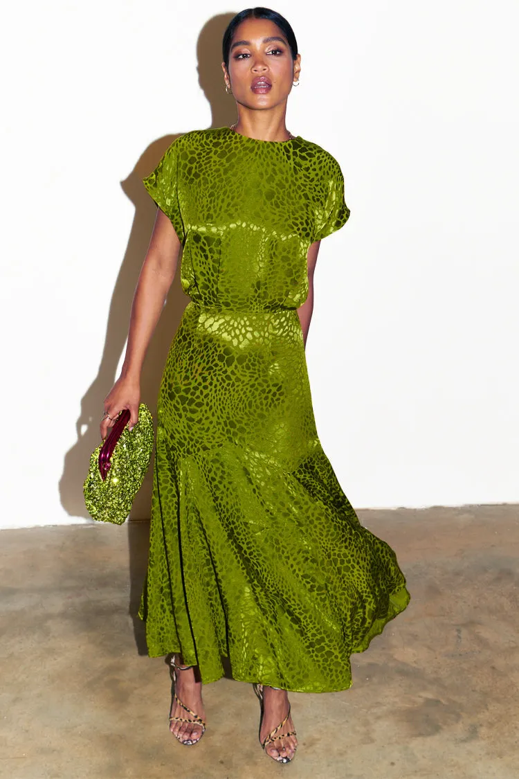 Green Jacquard Midi Erin Dress Petite