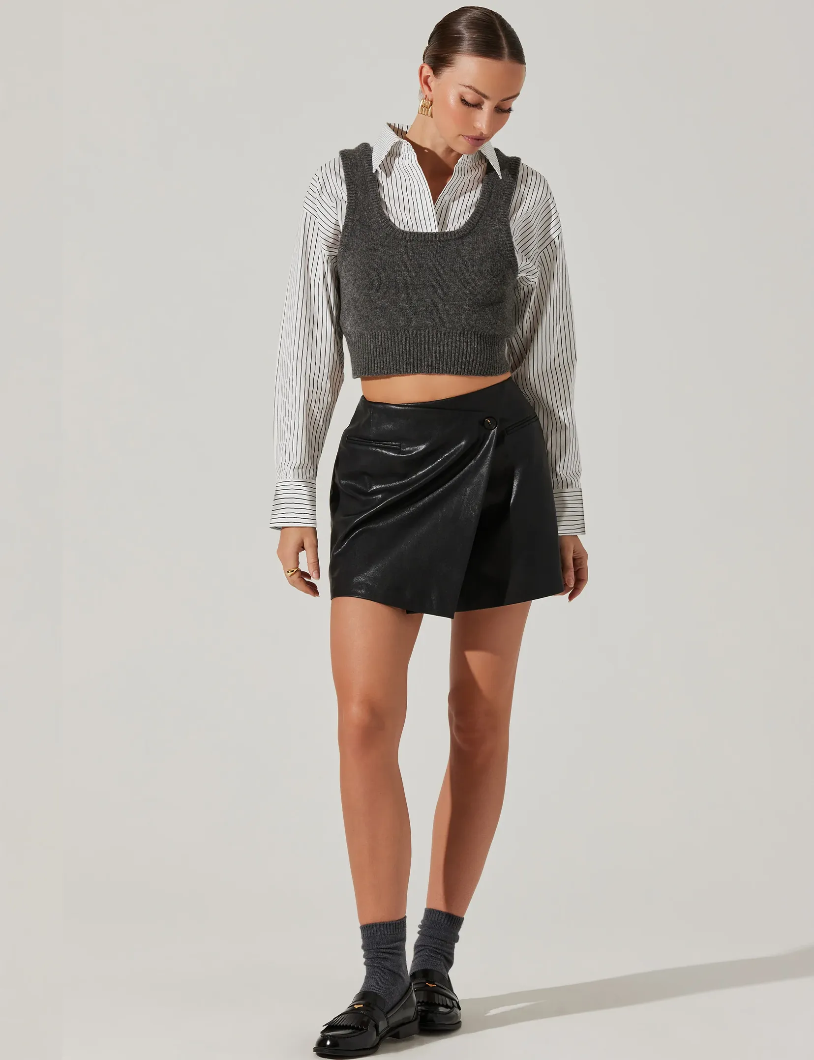 Guinevere Layered Sweater, Grey Combo