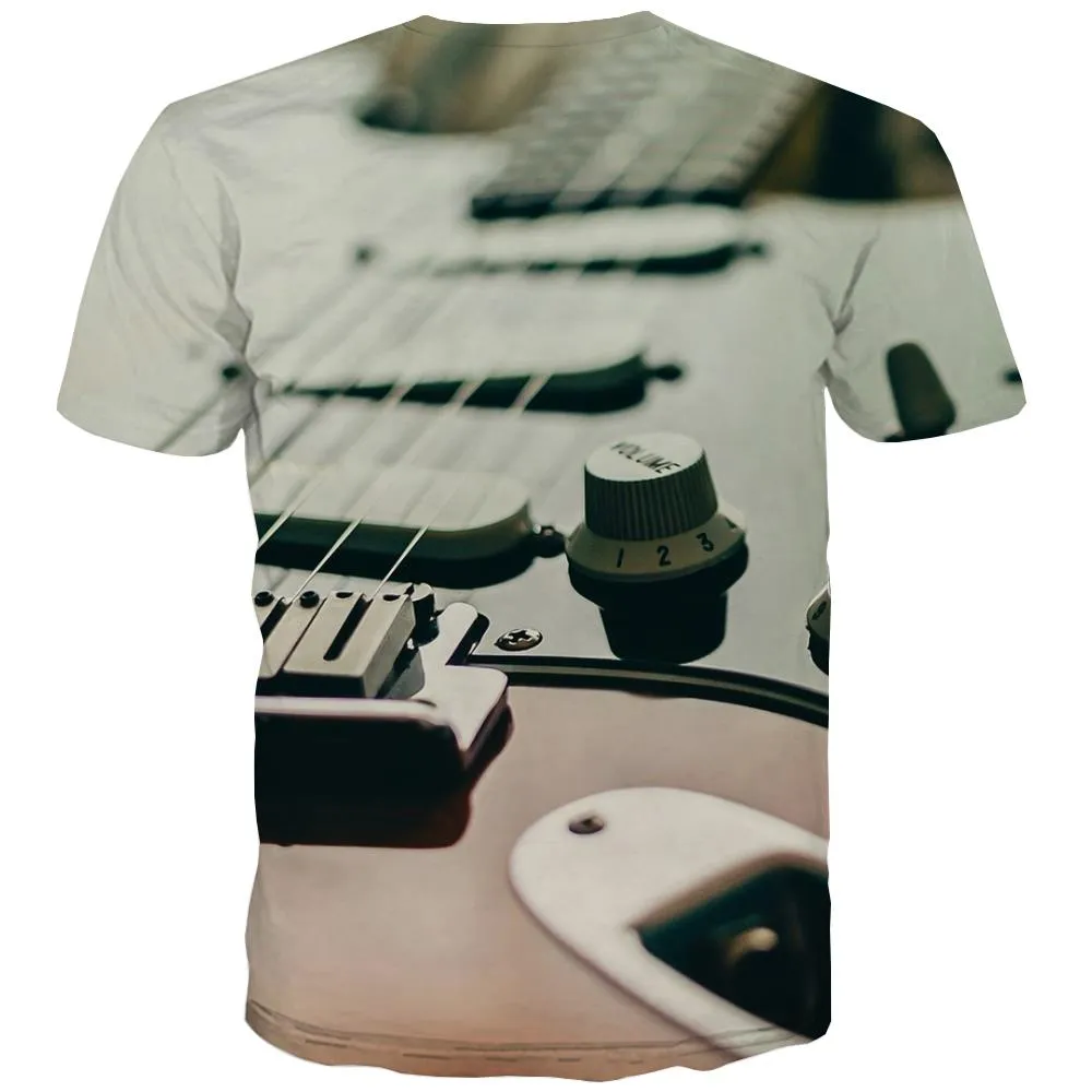 Guitar T shirts Men Music Tshirts Cool Wooden Tshirts Novelty Metal Tshirts Casual