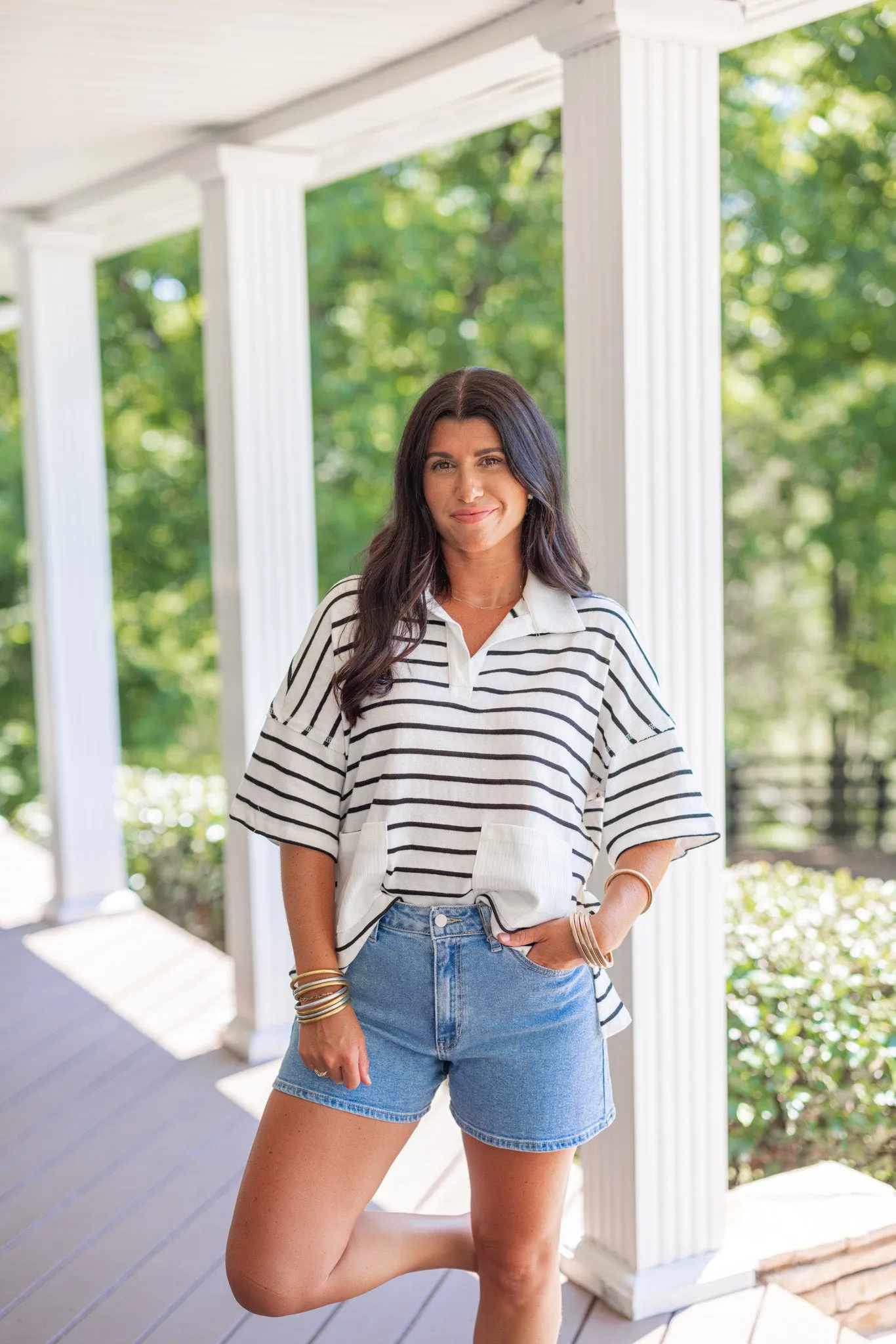 Harbor Haven Black Striped Top