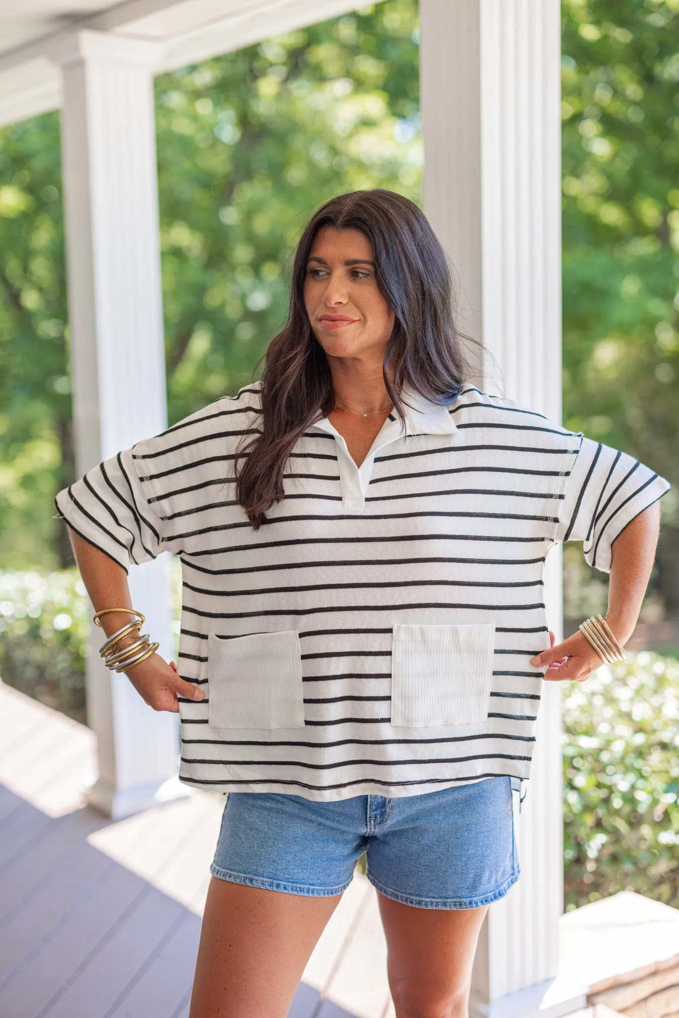 Harbor Haven Black Striped Top