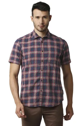 Herring Bone Twill Checks Halfsleeves Shirt