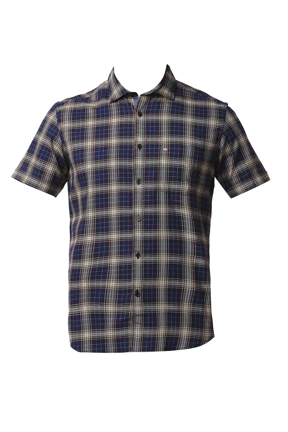 Herring Bone Twill Checks Halfsleeves Shirt