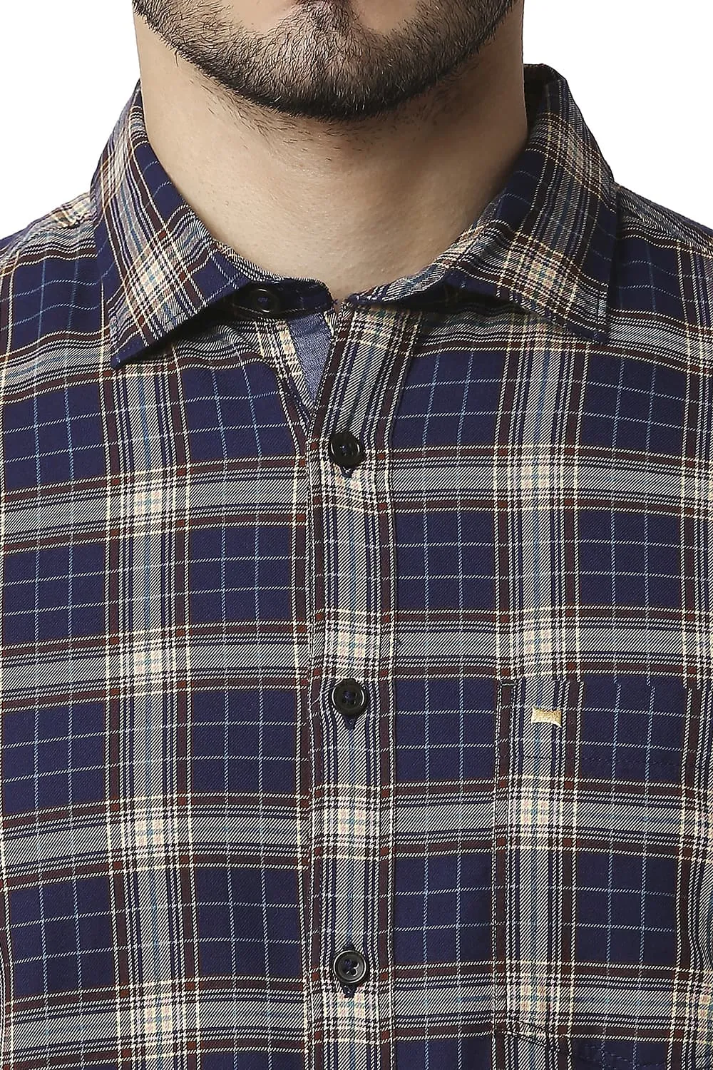 Herring Bone Twill Checks Halfsleeves Shirt