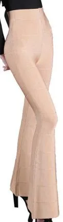 High-Waist Stretch Paneled Flared-Leg Bandage Pants