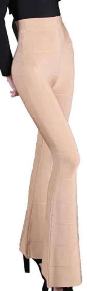 High-Waist Stretch Paneled Flared-Leg Bandage Pants