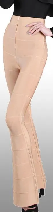 High-Waist Stretch Paneled Flared-Leg Bandage Pants