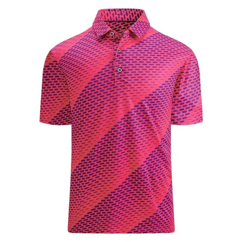 Ice Silk Printed Polo Shirt Men's Short Sleeve