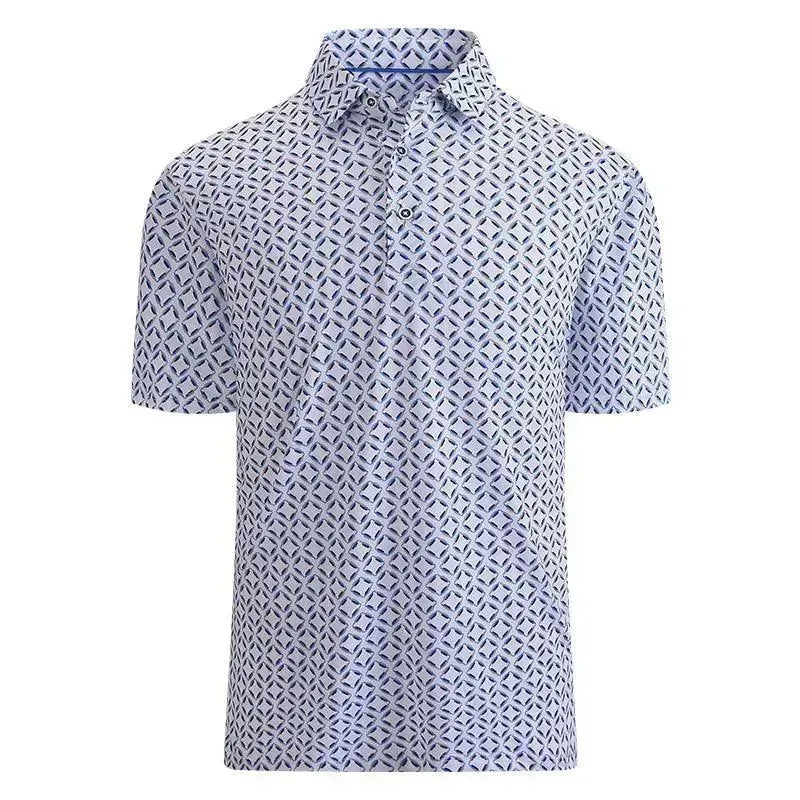 Ice Silk Printed Polo Shirt Men's Short Sleeve