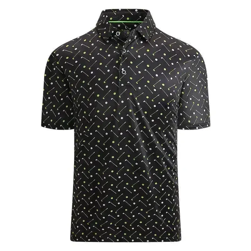 Ice Silk Printed Polo Shirt Men's Short Sleeve