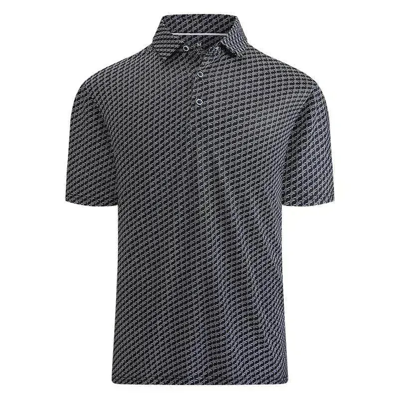 Ice Silk Printed Polo Shirt Men's Short Sleeve