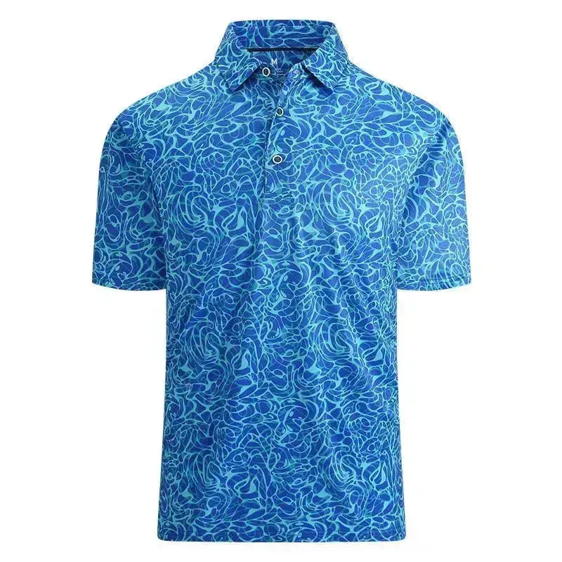 Ice Silk Printed Polo Shirt Men's Short Sleeve