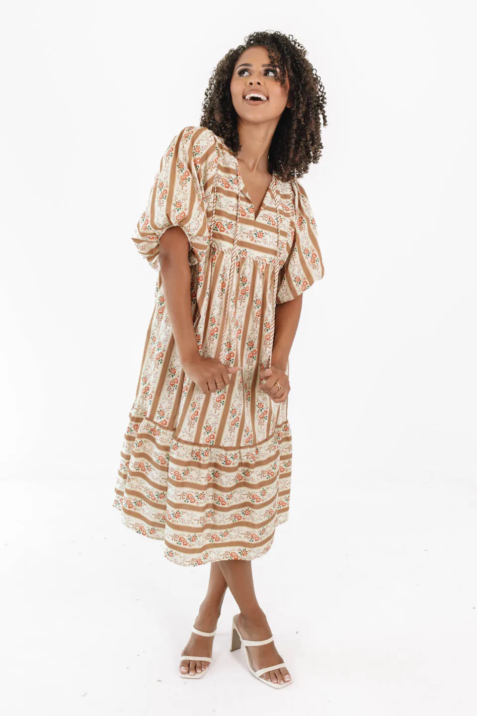 If It Happens Midi Dress - Brown