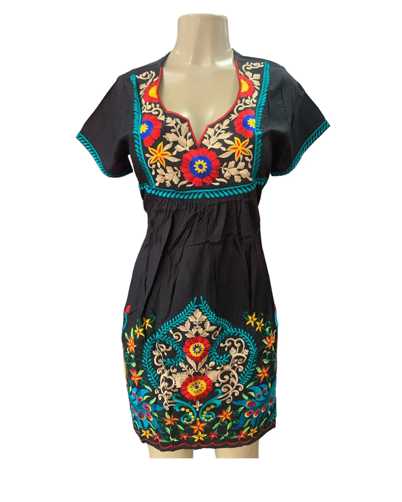 India Embroidered Dress Black