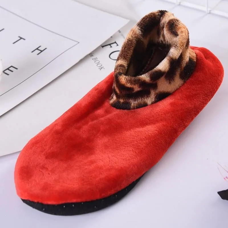 Indoor Non-slip Thermal Slipper Socks Women Leopard Floor Socks Fuzzy Slipper Socks For Men Women