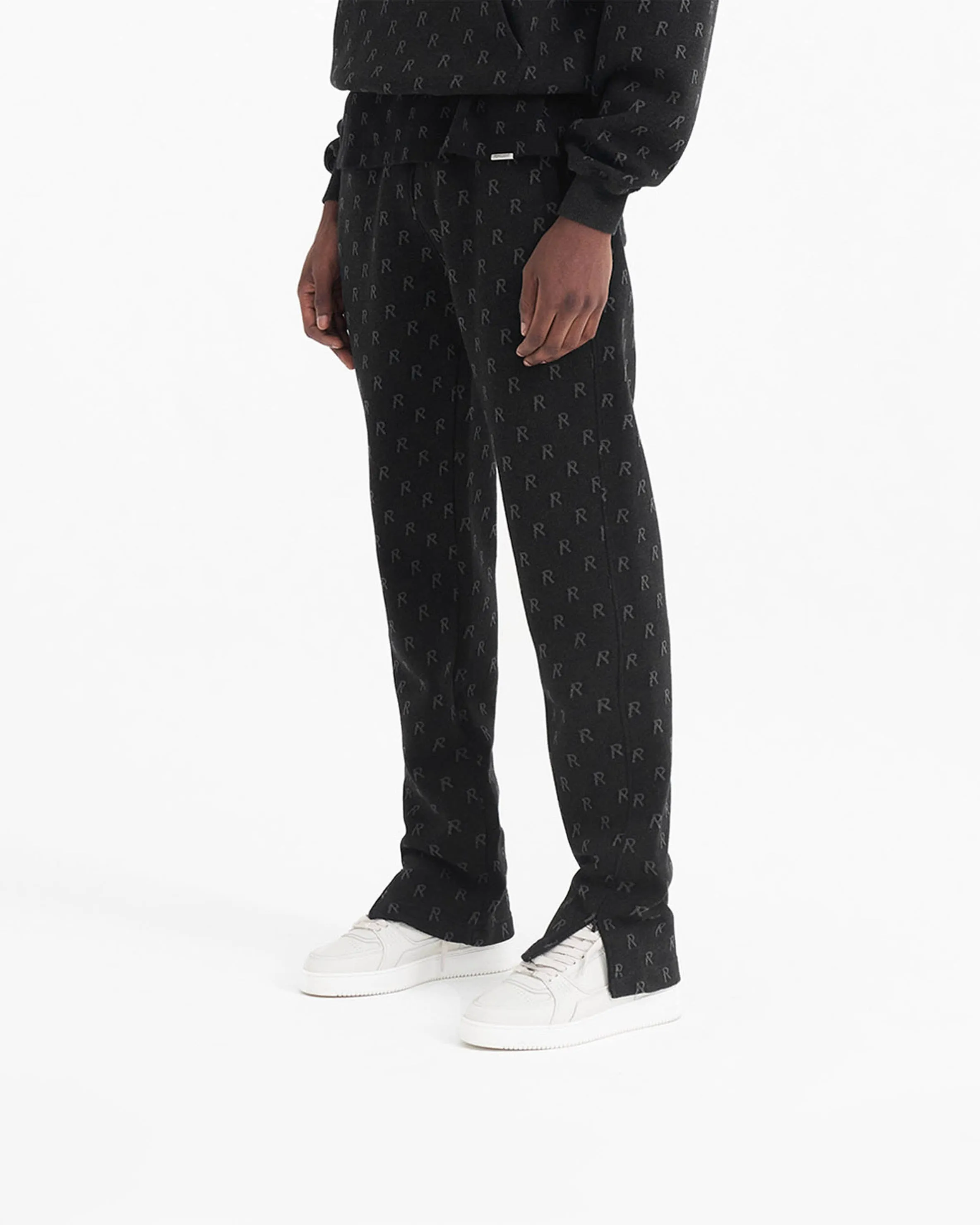 Intarsia Initial Sweatpant - Off Black