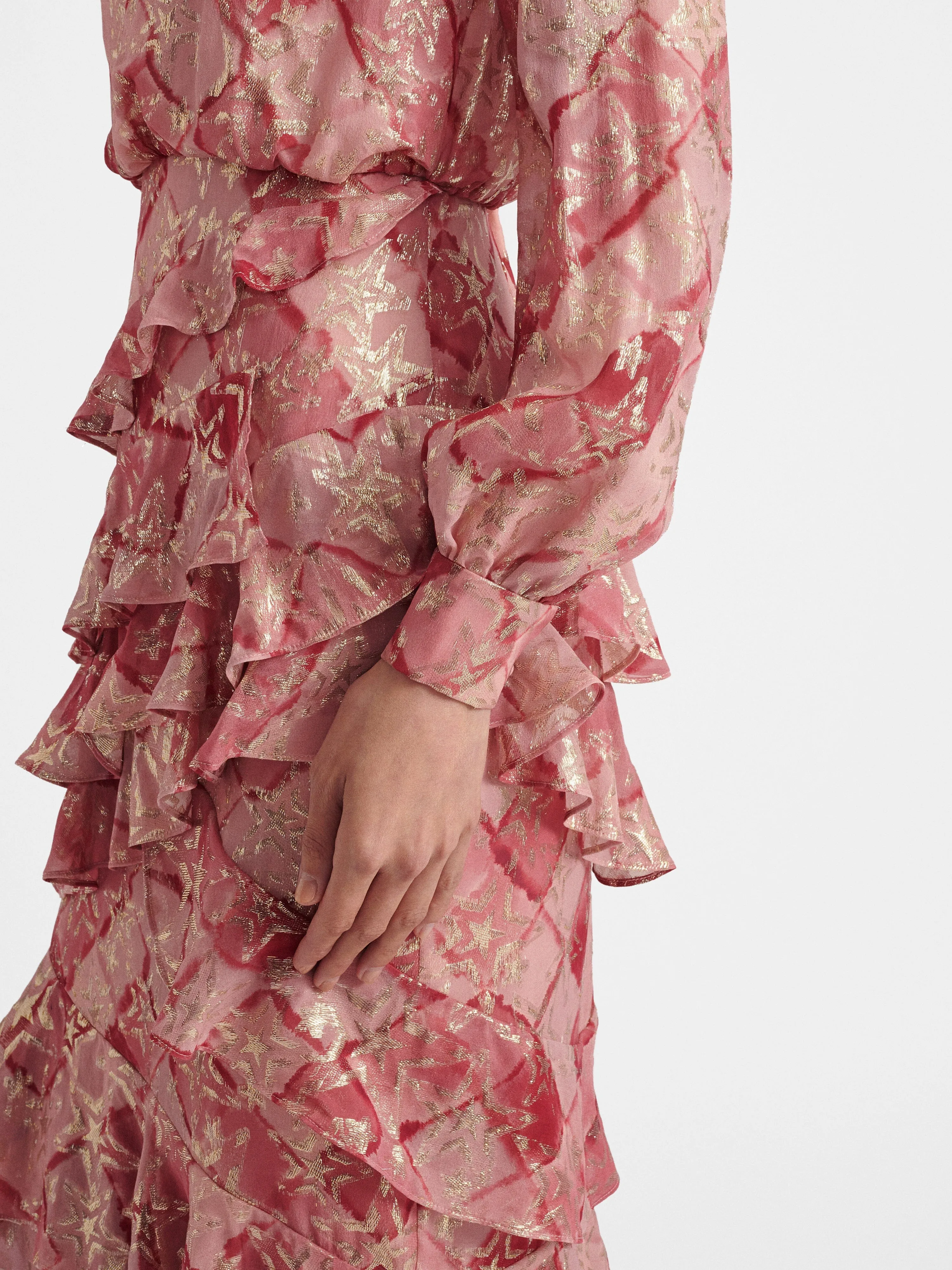 Isa Ruffle Dress in Rose Check print