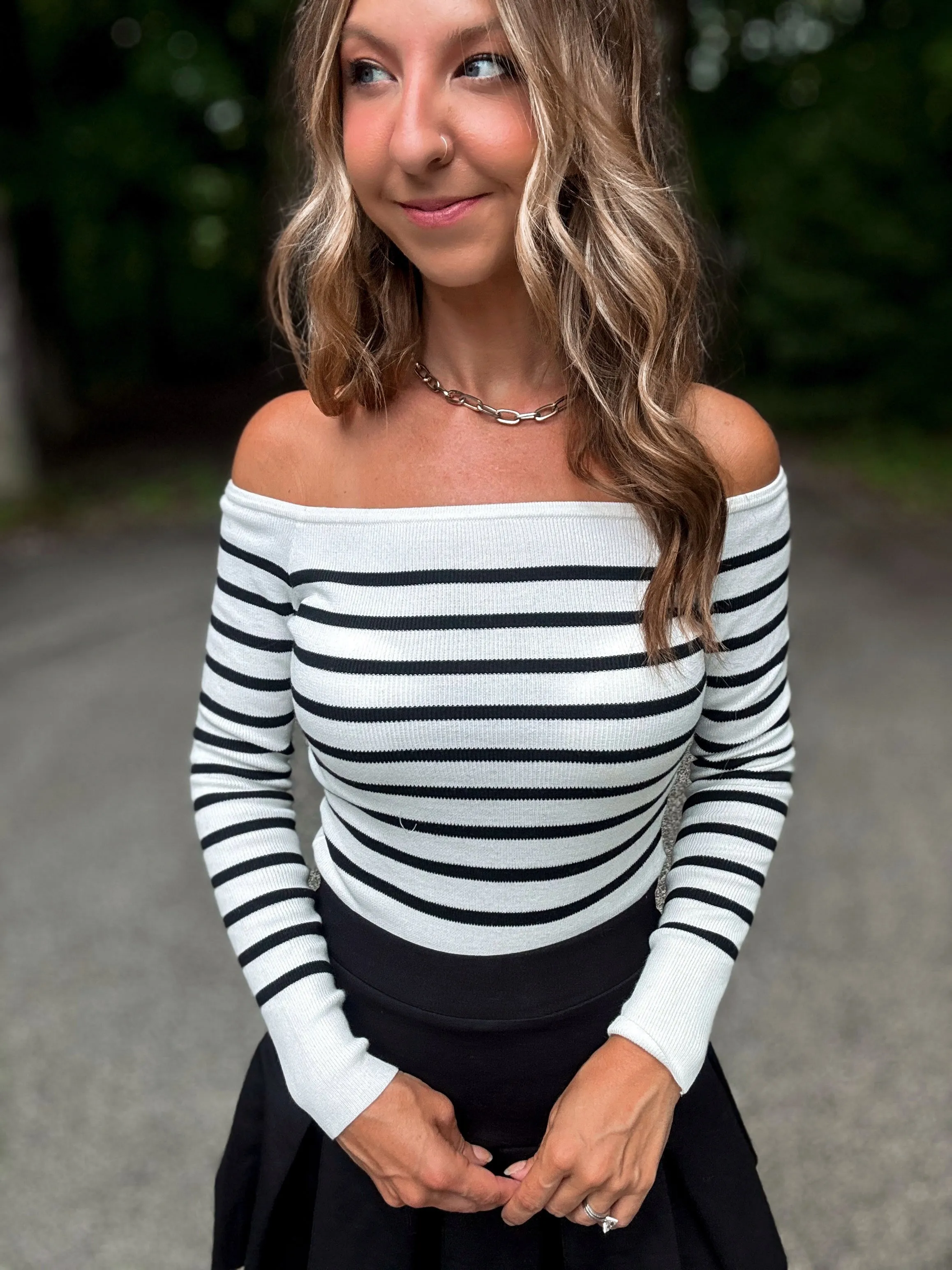 Ivory Envy Off-Shoulder Sweater