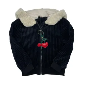 jacket sherpa hood cherries - black