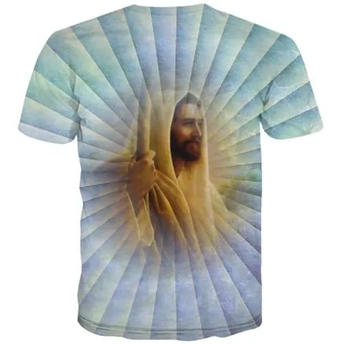 Jesus T-shirt Men Christian T shirts Funny Pax Christi Tshirts Cool Abstract T-shirts 3d Art T-shirts Graphic Short Sleeve