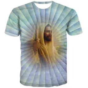 Jesus T-shirt Men Christian T shirts Funny Pax Christi Tshirts Cool Abstract T-shirts 3d Art T-shirts Graphic Short Sleeve