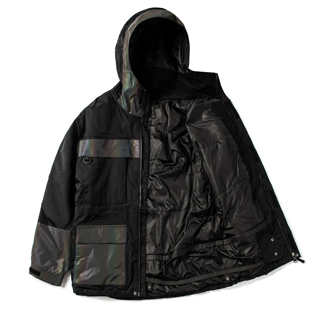 JPXBR MOUNTAIN POW JACKET BLACK WITH RAINBOW REFLECTIVE