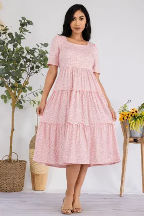 JR778R-DITSYFLOWER - PUFF SLEEVE MIDI COCKTAIL DRESS