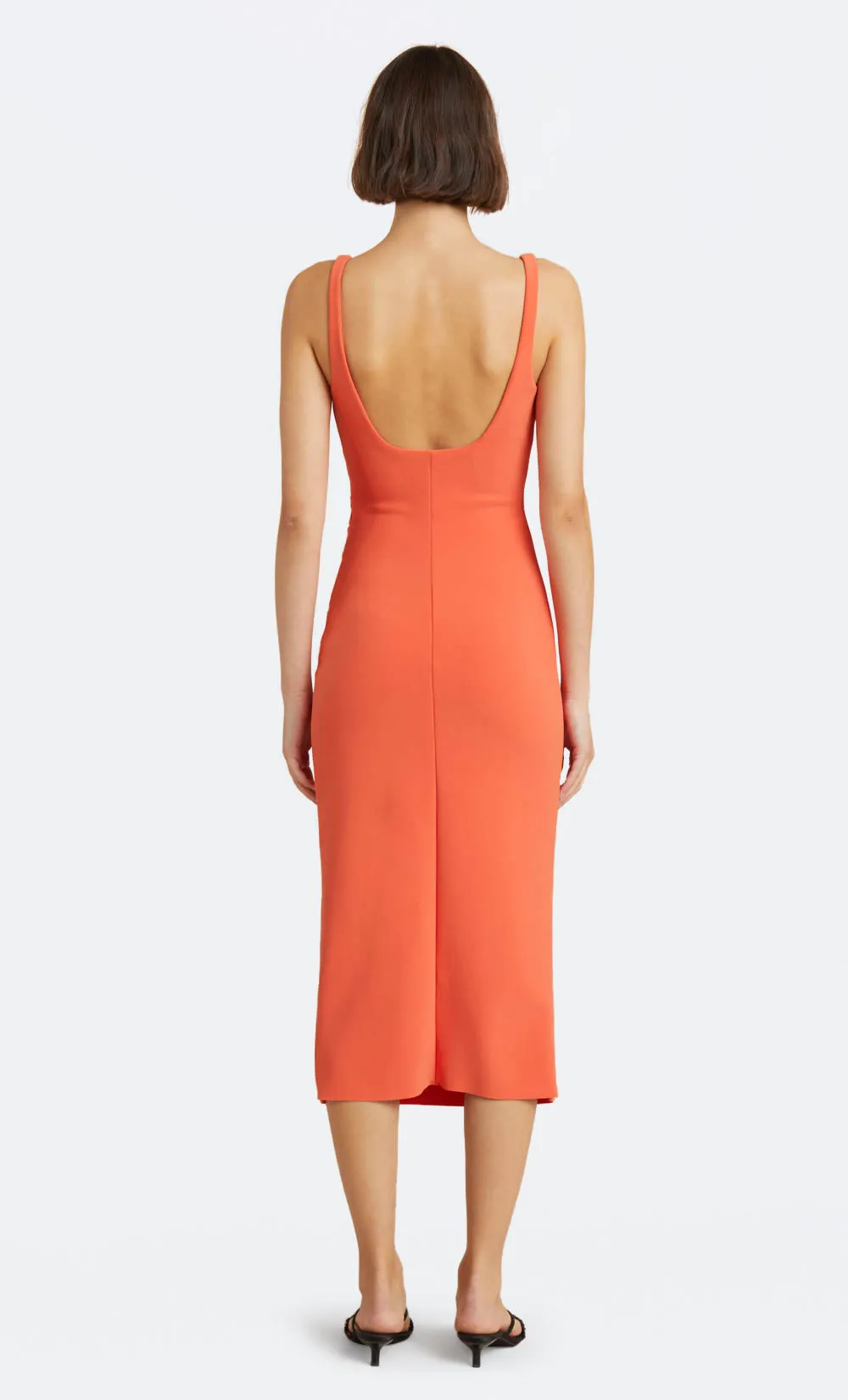 KARINA TUCK MIDI DRESS - FIRE RED