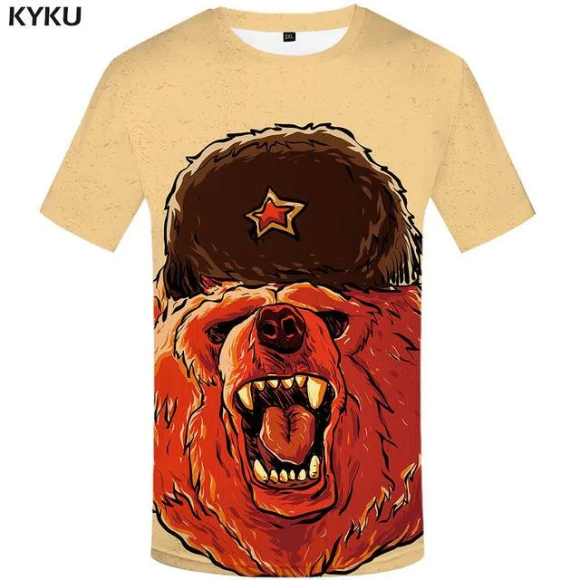 KYKU Brand Russia T-shirt Bear Shirt