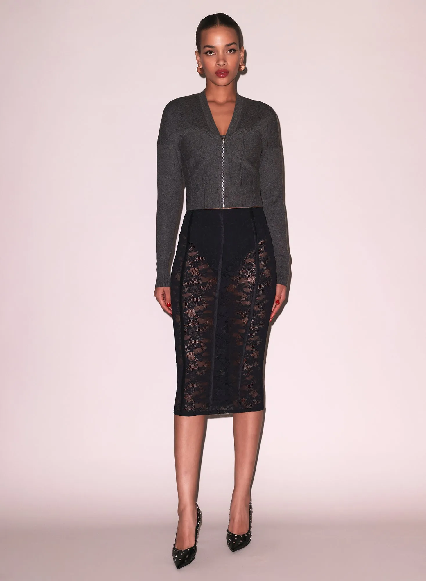 Le Stretch Lace Pencil Skirt