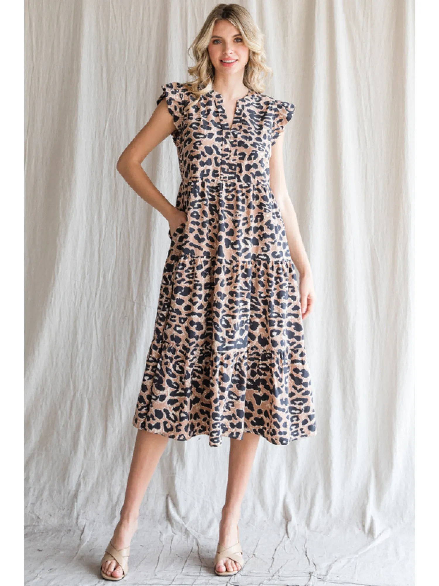 Leopard Print Midi Dress