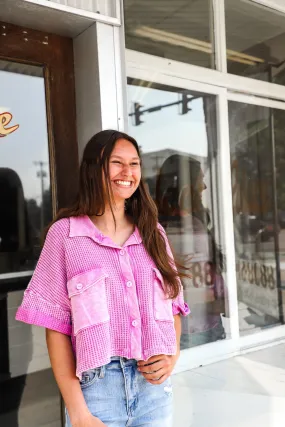 Lilac Love Cropped Button Up