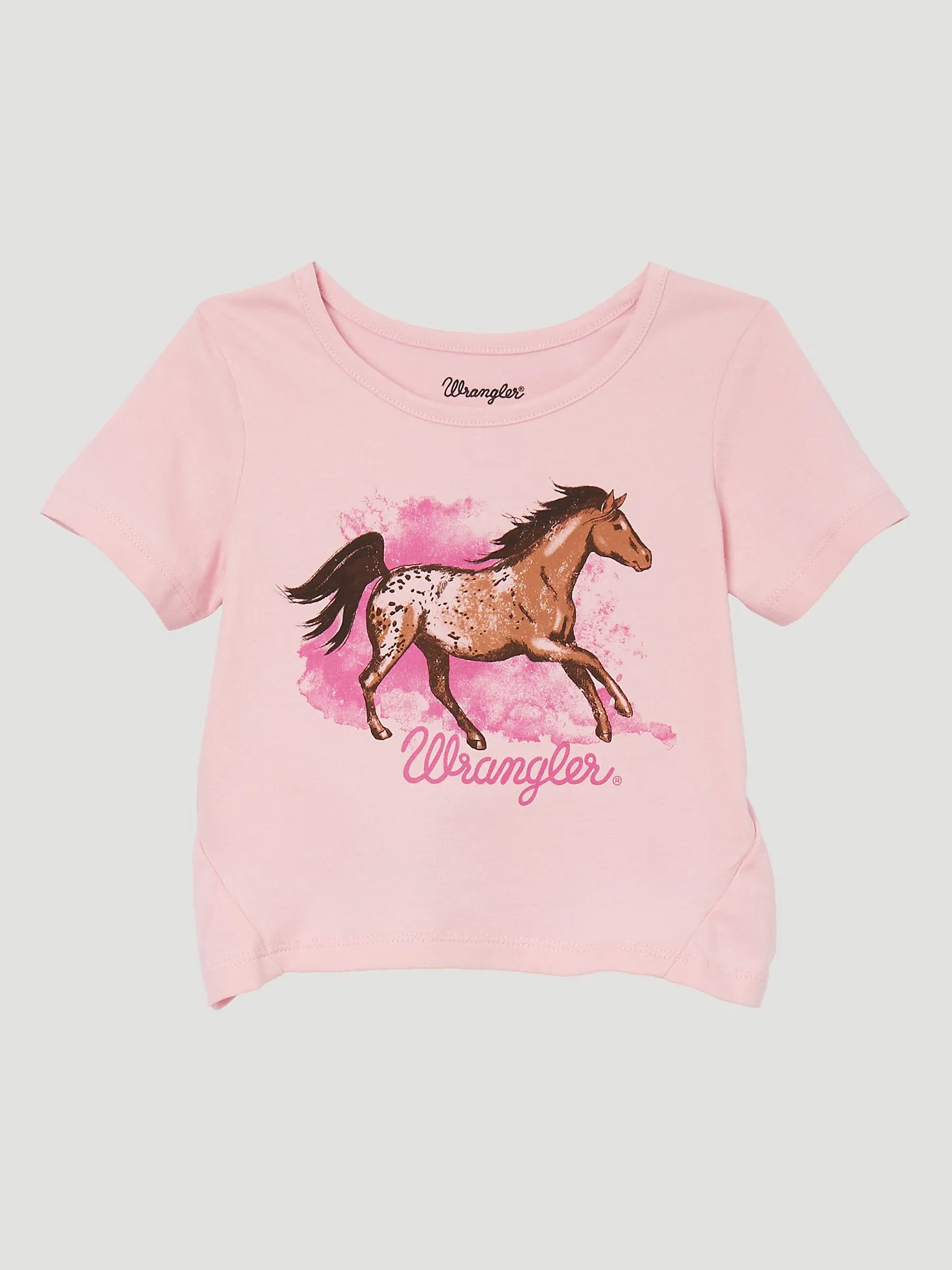 Little Girl's Wrangler 112344360 Pink Prancing Horse Tee